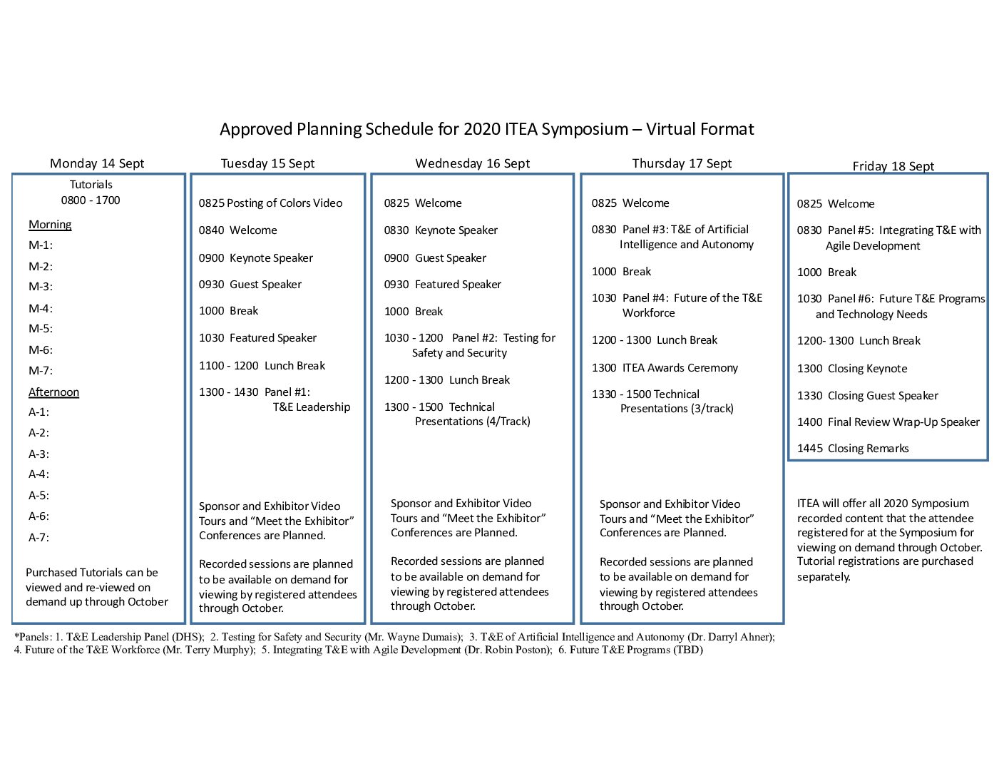 2020 Virtual Symposium Approved Schedule for the Virtual Format with On-Demand Recordings