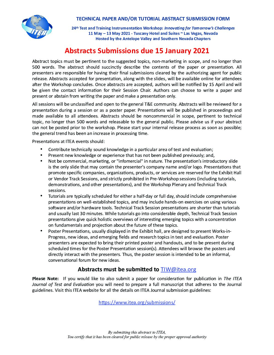 ABSTRACT SUBMISSION FORM – DUE 15 JAN