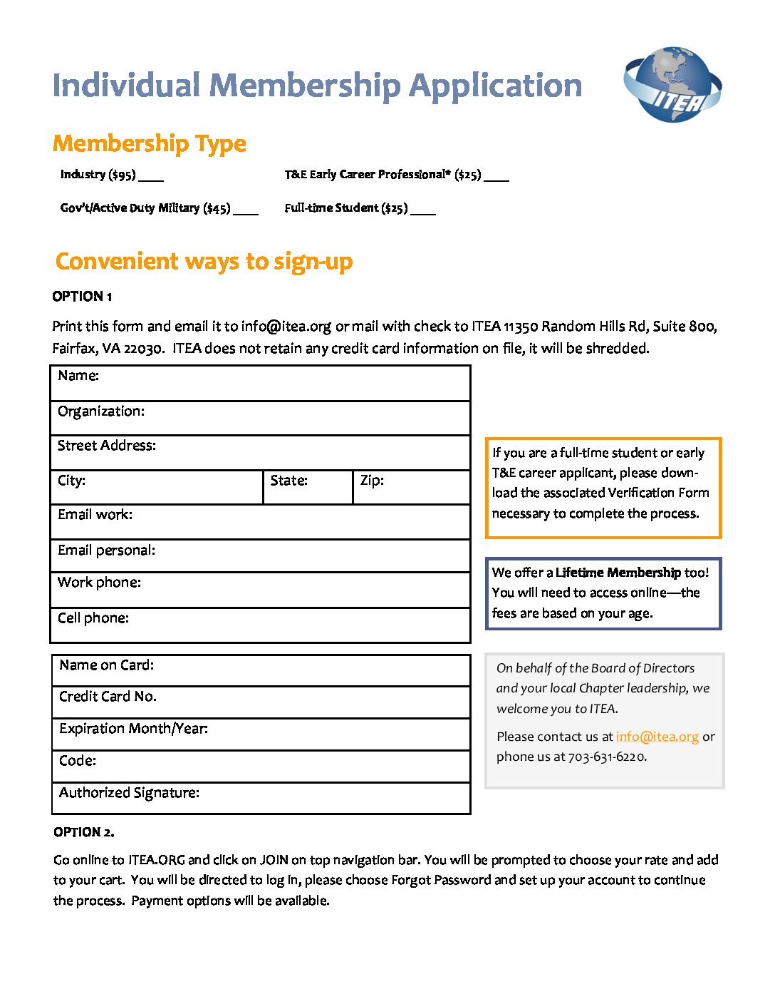 Membership Handouts Individual Membership Fillable